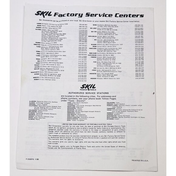 SKIL Models 2730 2735 Cordless Drills & Drivers OPERATING GUIDE Manual ONLY - Picture 2 of 2